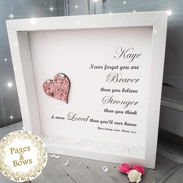 Braver, stronger, loved personalised heart frame | Motivation, affirmation, positivity gift | Gift for her  (1)