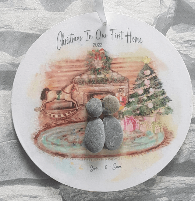 Christmas pebble family plaque | Christmas decoration | Christmas gift 