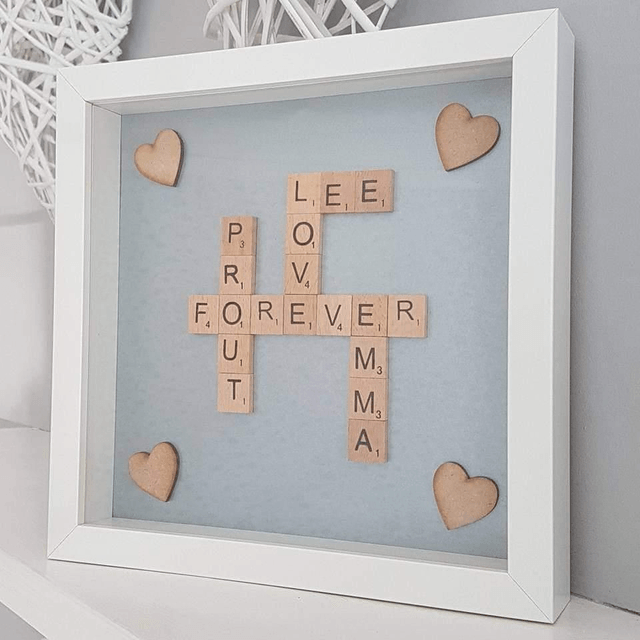 Scrabble frame grey background 25cm x 25cm 