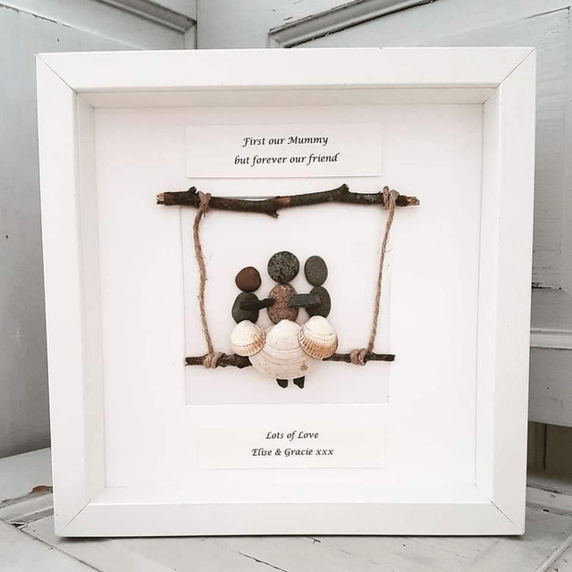 Mother & Daughters on swing pebble picture 