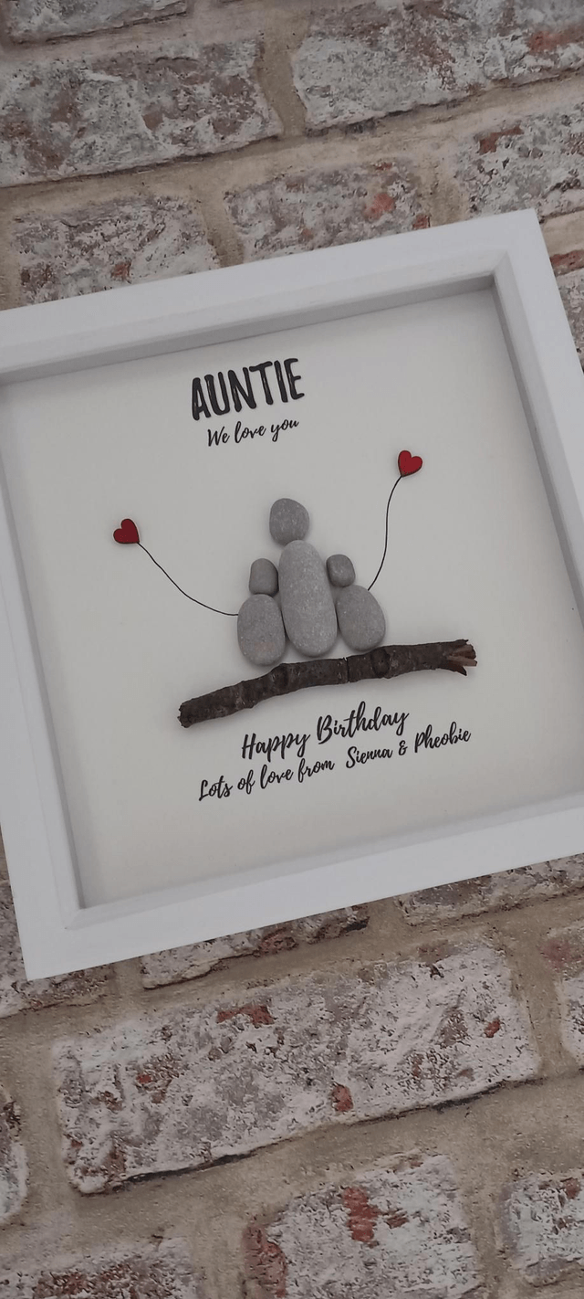 Personalised Pebble Art Gift for Auntie's Birthday - From Nieces & Nephews"