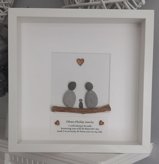 Personalised Pebble Art Gift for Godparents & Guardians – Unique Thank You Keepsake, Handmade Custom Wall Art Present