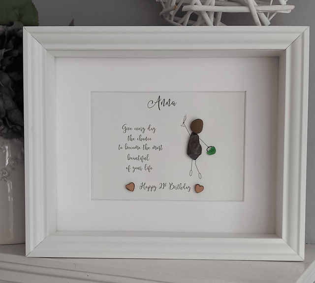 Personalised birthday pebble picture 16th 18th 21st 30th 40th 50th 60th  birthday gift, Best friend pebble frame Birthday gift for daughter