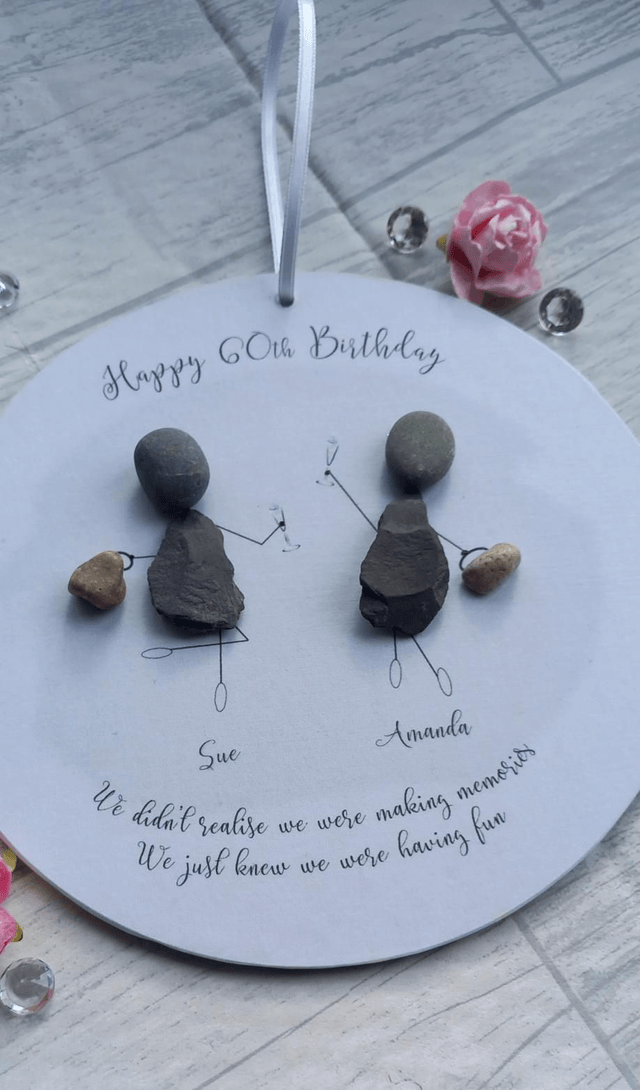 Personalised Handmade Pebble Plaque for 18th, 21st, 40th, 50th, 60th Birthday - Custom Names & Message 