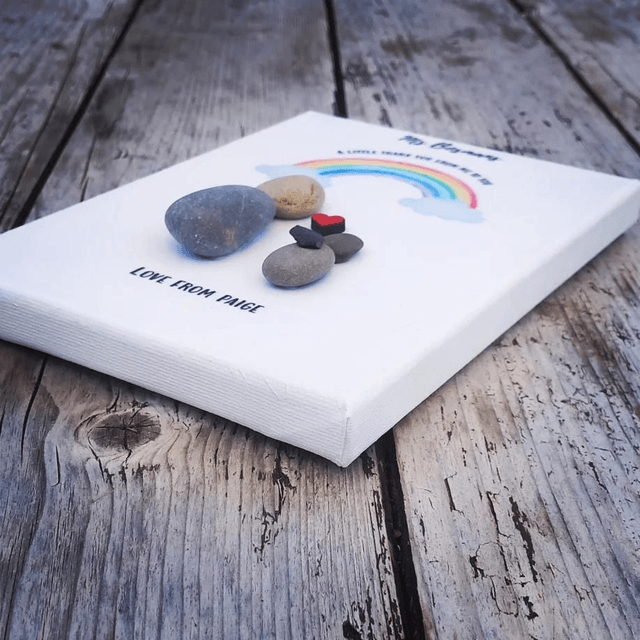 Thank you teacher, canvas frame with pebble art 