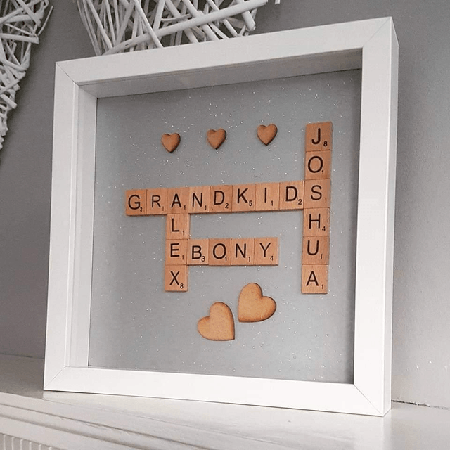 Scrabble frame grey background 25cm x 25cm 