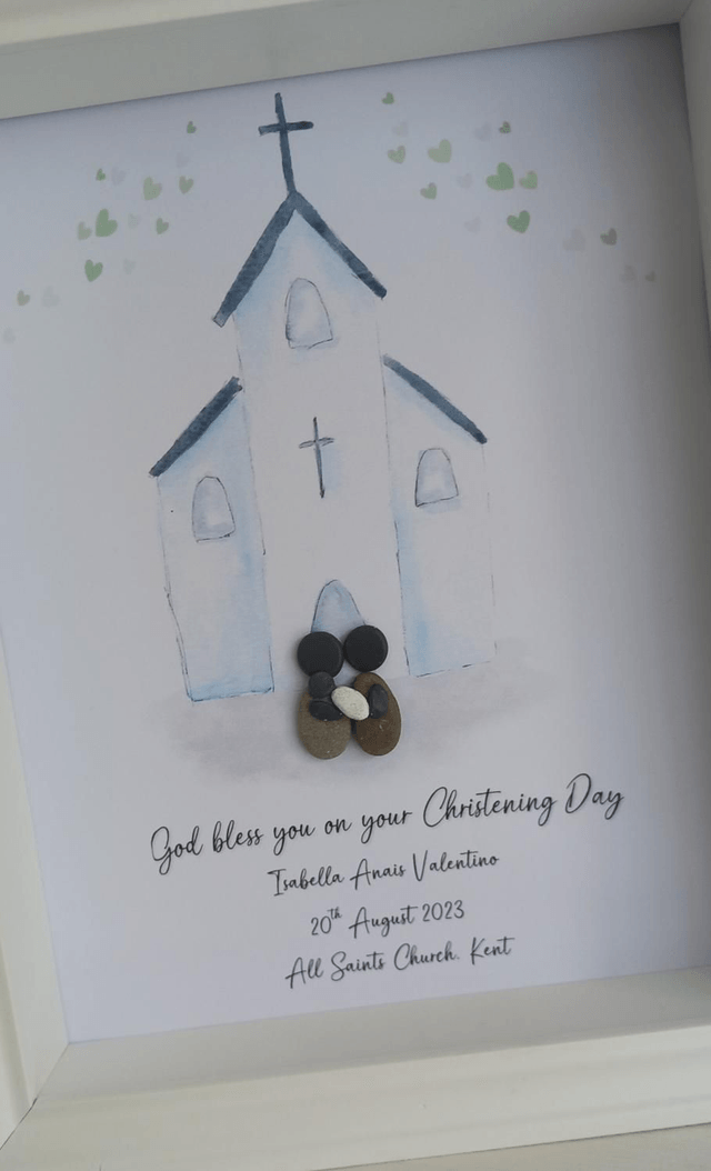 Christening Gift | Personalised Christening Church Pebble People | Baptism Gift