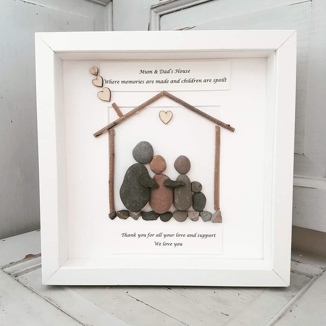 Mum & Dad's house pebble picture | Gifts for grandparents 