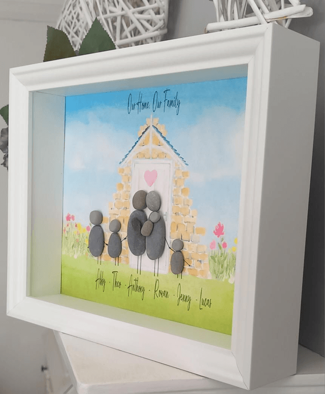 Custom Pebble Art Family Portrait | New Baby Gift | Personalised Family Gift | Our Home Wall Decor | Handmade Stone Art | New Home Gift