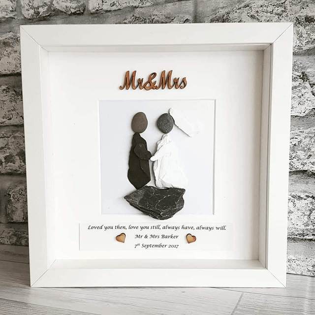 Mr & Mrs personalised pebble wedding picture | Mrs & Mrs | Mr & Mr