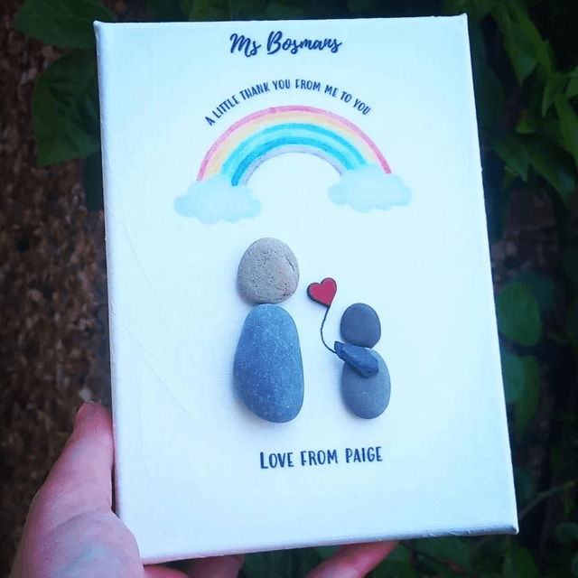 Thank you teacher, canvas frame with pebble art 