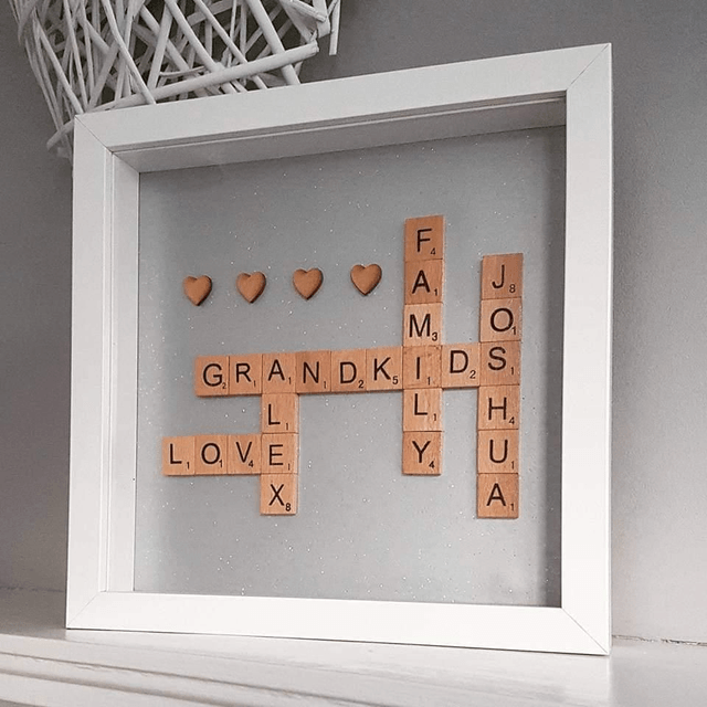 Scrabble frame grey background 25cm x 25cm 