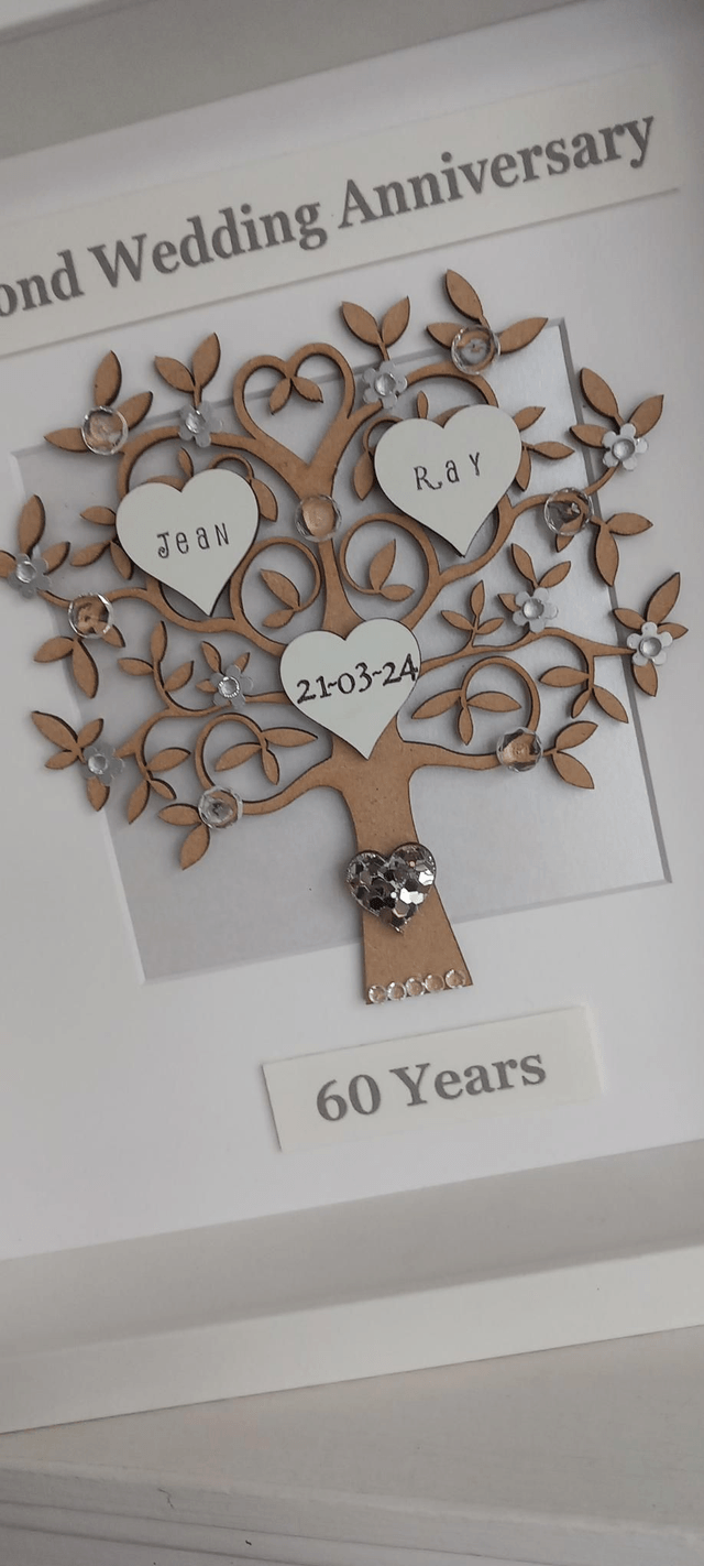 Diamond 60th Anniversary Tree Personalized Gift | Custom Names & Date | Unique Wedding Keepsake
