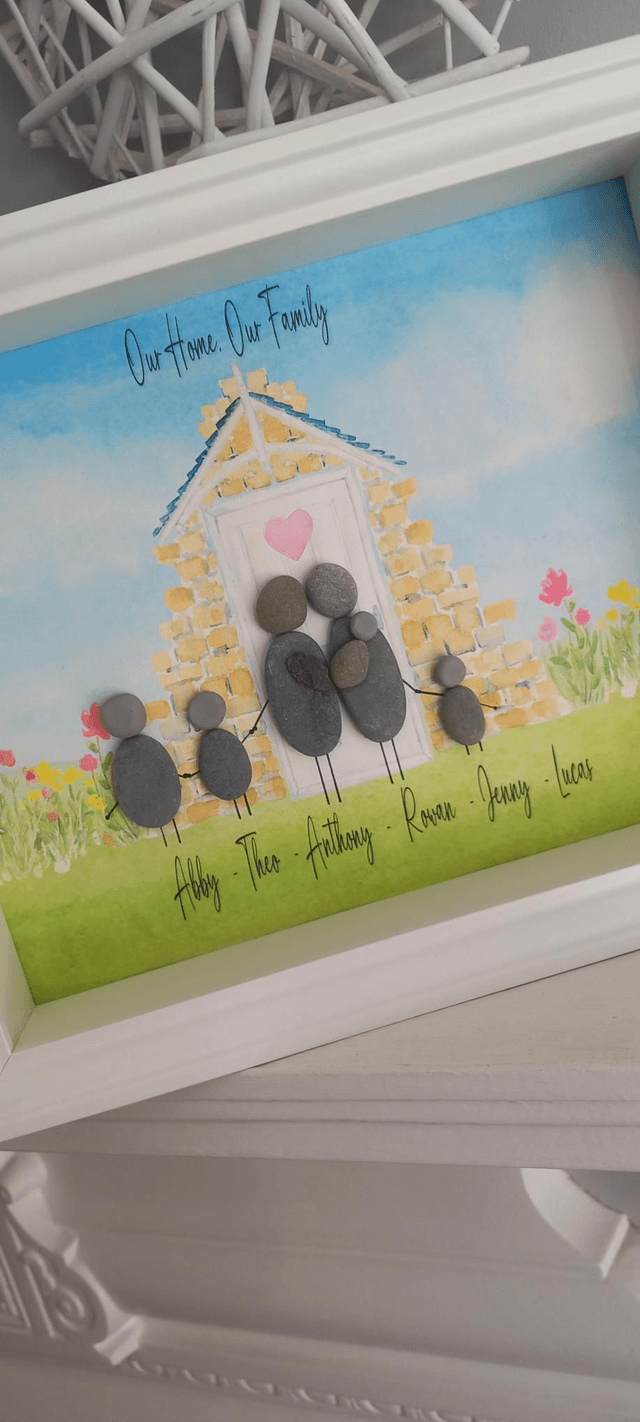 Custom Pebble Art Family Portrait | New Baby Gift | Personalised Family Gift | Our Home Wall Decor | Handmade Stone Art | New Home Gift