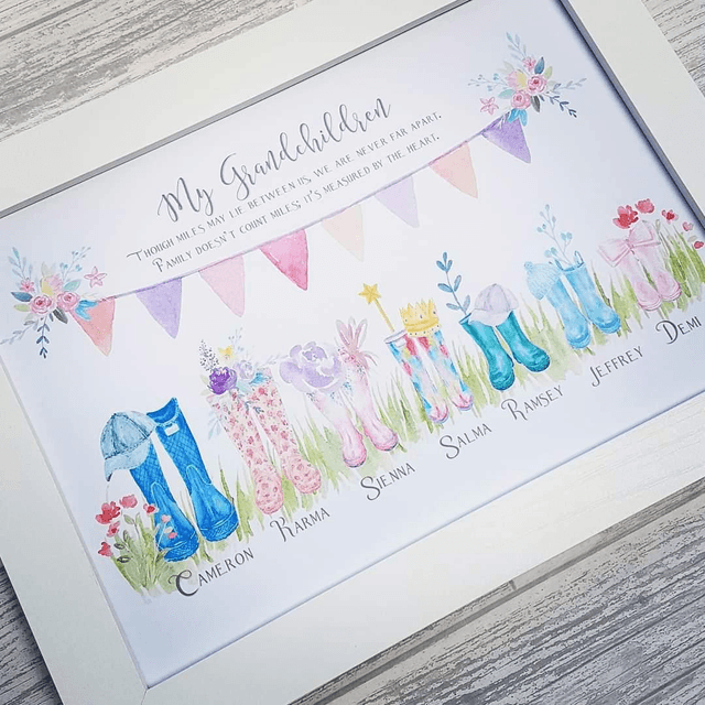 Welly print and A4 frame | Family wellington boot print