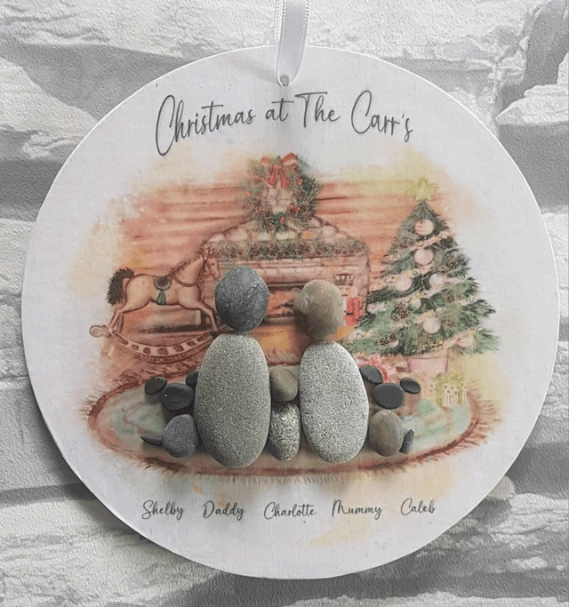 Christmas pebble family plaque | Christmas decoration | Christmas gift 
