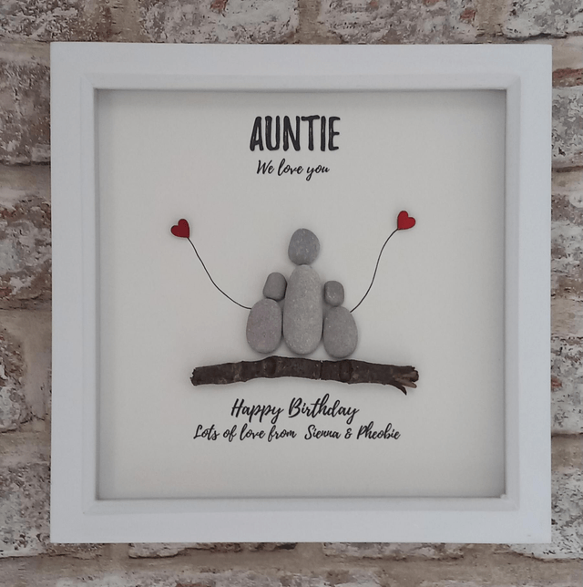 Personalised Pebble Art Gift for Auntie's Birthday - From Nieces & Nephews"