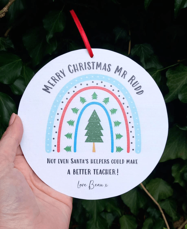 Santa's helpers, personalised Christmas Teacher bauble/plaque 
