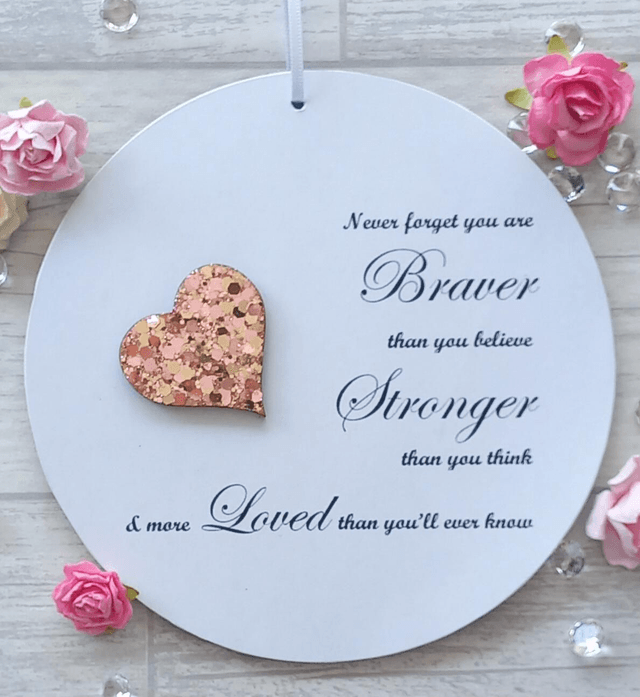 Braver, stronger, loved affirmation plaque | Positivity gift 