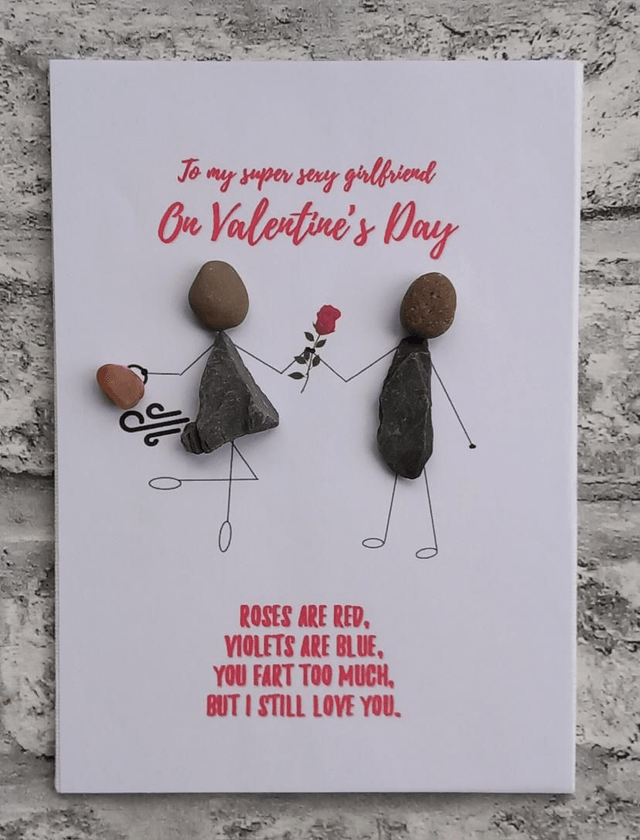 Roses Are Red Funny Fart Valentine Pebble Picture For Girlfriend, Boyfriend, Husband, Wife, 