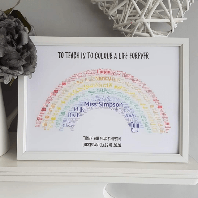 Thank you teacher | Rainbow class A4 print & frame 