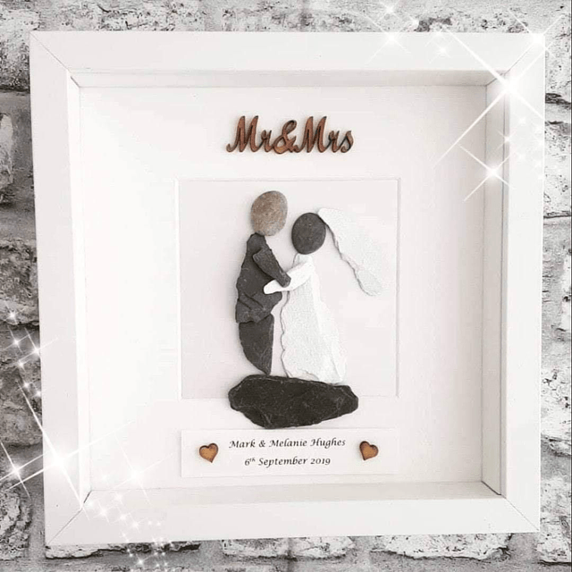 Mr & Mrs personalised pebble wedding picture | Mrs & Mrs | Mr & Mr