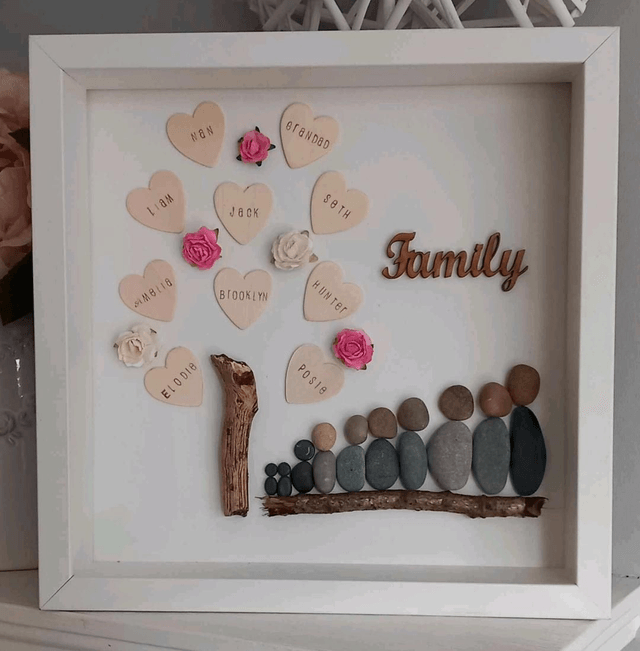 Family tree with pebble family personalised gift 