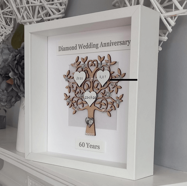 Diamond 60th Anniversary Tree Personalized Gift | Custom Names & Date | Unique Wedding Keepsake