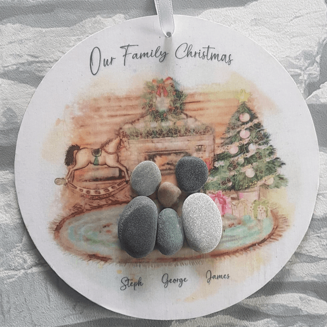 Christmas pebble family plaque | Christmas decoration | Christmas gift 