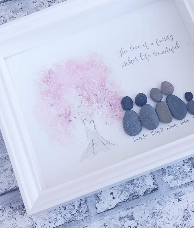Blossom tree family pebble picture 