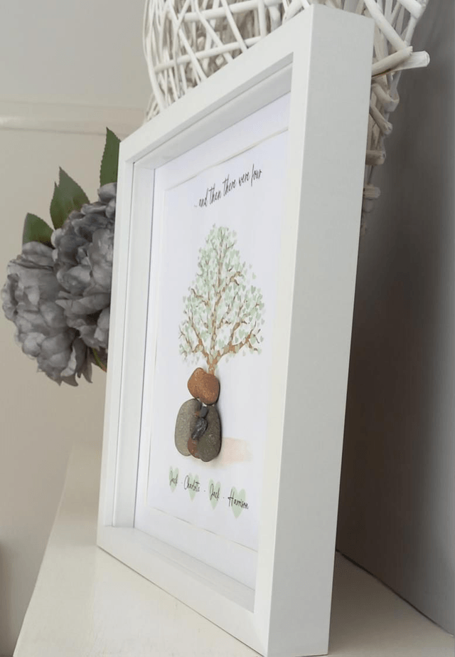 New baby personalised family pebble picture 