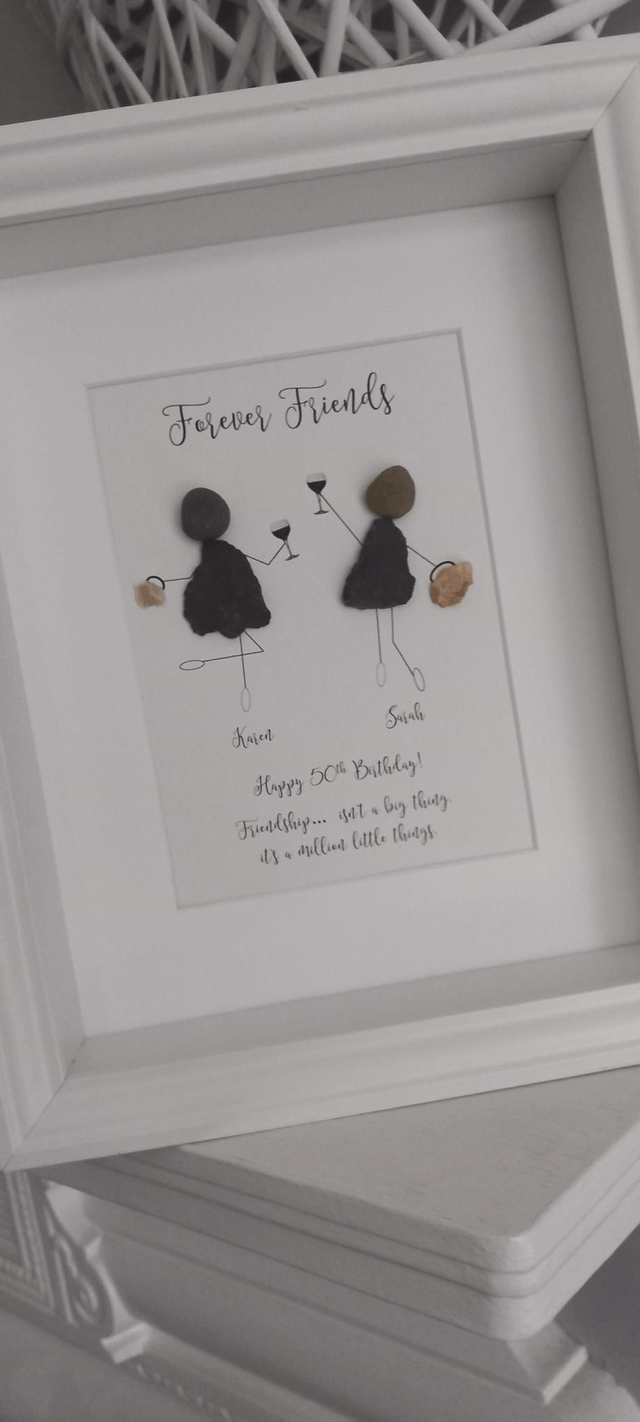 50th Birthday Pebble Art Frame – Personalised Gift for Forever Friend