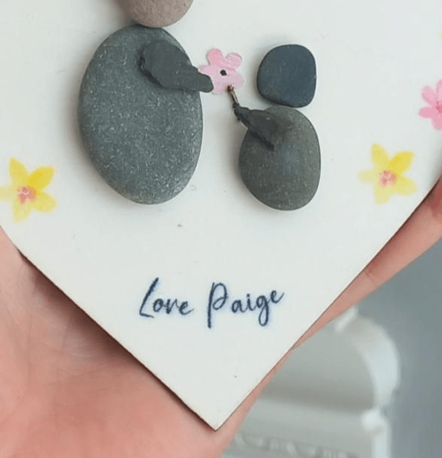 Thank you, teacher, hanging heart with pebble art