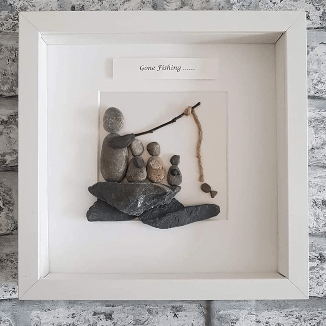 Gone fishing | Pebble picture | Father's day gift | Gifts for him | Dad gift | Daddy gift
