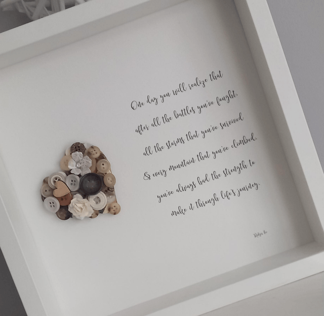 Handmade Motivational Gift with Button Heart – Unique Inspirational Present for Friends
