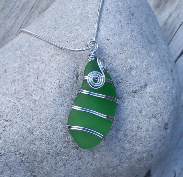 Green sea glass pendant 