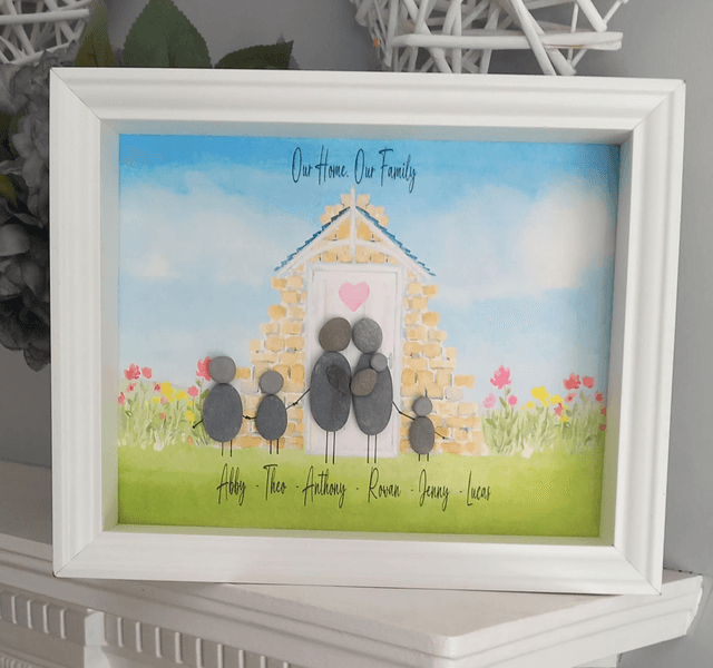 Custom Pebble Art Family Portrait | New Baby Gift | Personalised Family Gift | Our Home Wall Decor | Handmade Stone Art | New Home Gift