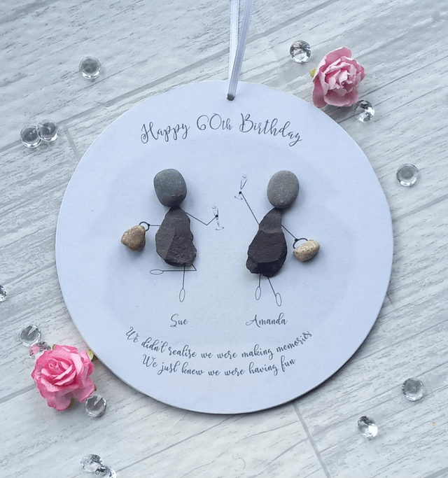 Personalised Handmade Pebble Plaque for 18th, 21st, 40th, 50th, 60th Birthday - Custom Names & Message 
