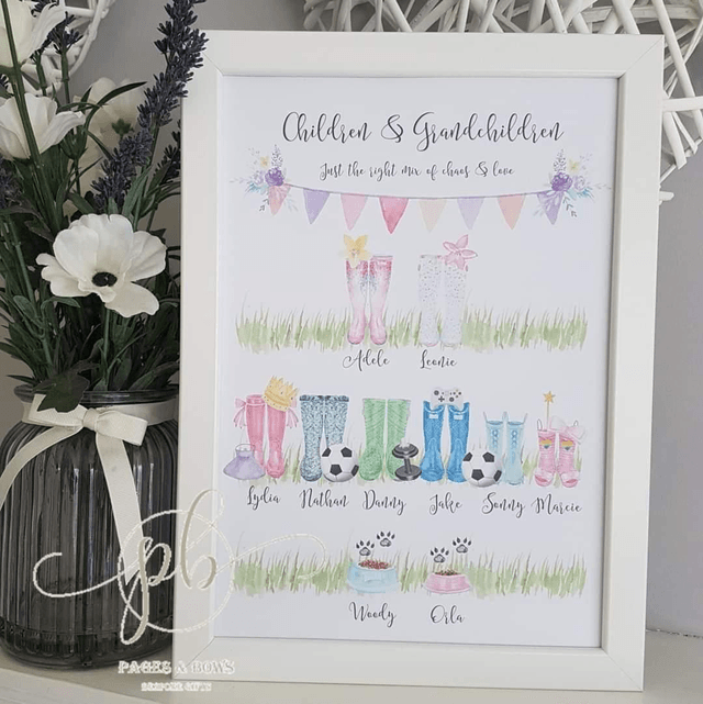 Welly print and A4 frame | Family wellington boot print