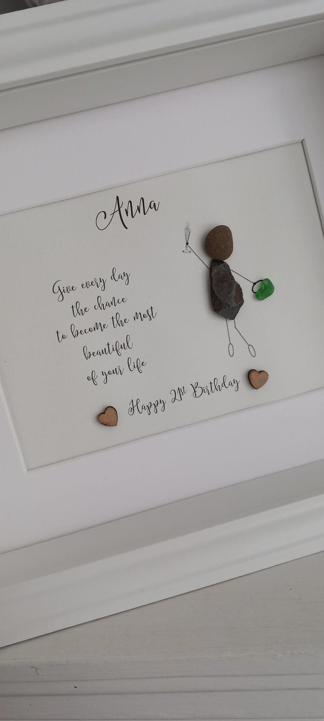 Personalised birthday pebble picture 16th 18th 21st 30th 40th 50th 60th  birthday gift, Best friend pebble frame Birthday gift for daughter