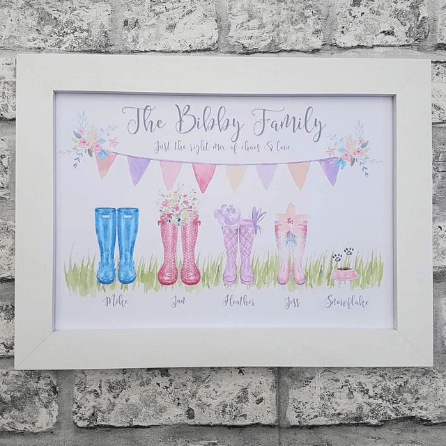 Welly print and A4 frame | Family wellington boot print