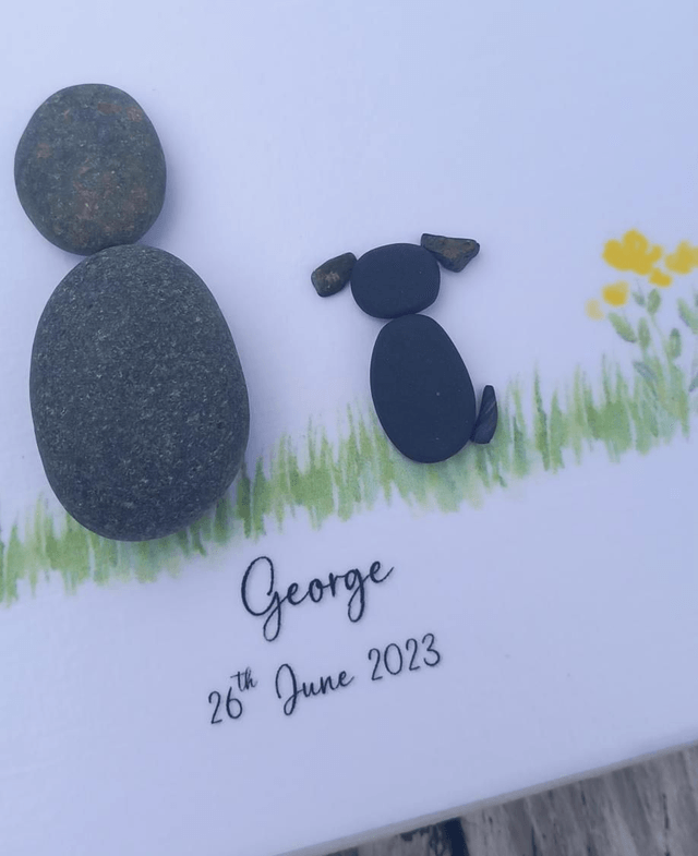 Pet loss pebble picture | In loving memory | 5" x 7" canvas frame 
