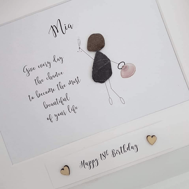 Handmade Personalised Birthday Pebble Picture | Customisable for 16th, 18th, 21st, 30th, 40th Birthday