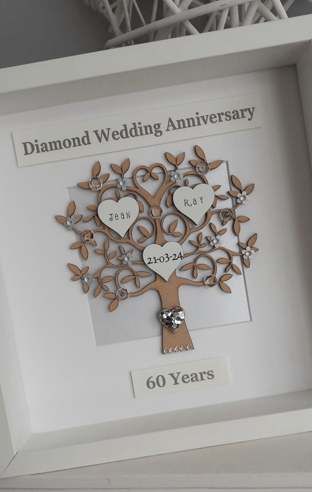 Diamond 60th Anniversary Tree Personalized Gift | Custom Names & Date | Unique Wedding Keepsake
