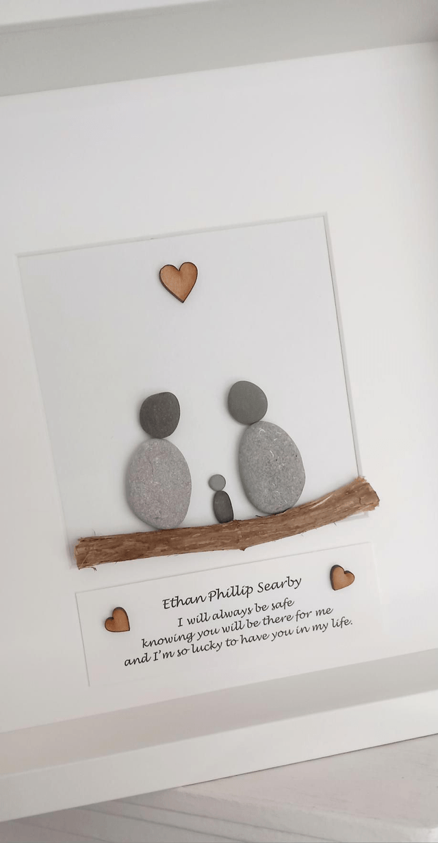 Personalised Pebble Art Gift for Godparents & Guardians – Unique Thank You Keepsake, Handmade Custom Wall Art Present