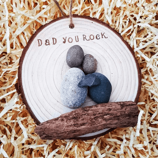 Daddy you rock | Pebble log slice for Dad | Gifts for him | Father's Day Gift | Dad plaque