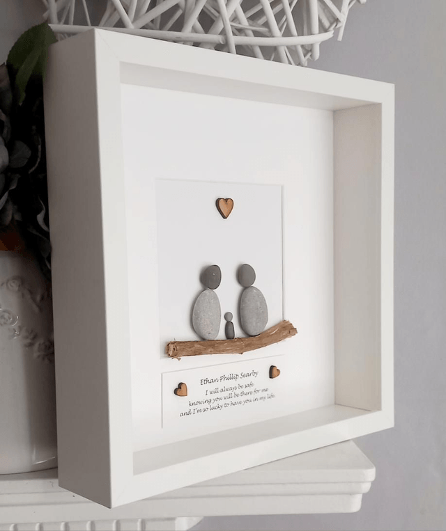 Personalised Pebble Art Gift for Godparents & Guardians – Unique Thank You Keepsake, Handmade Custom Wall Art Present