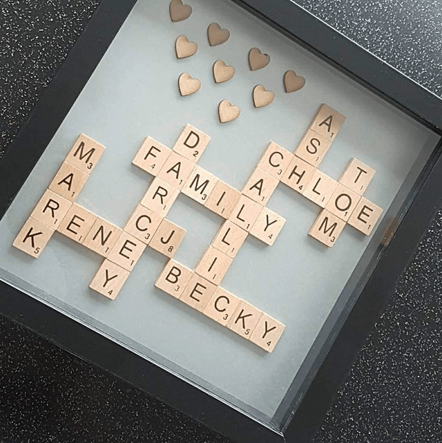 Scrabble frame grey background 25cm x 25cm 