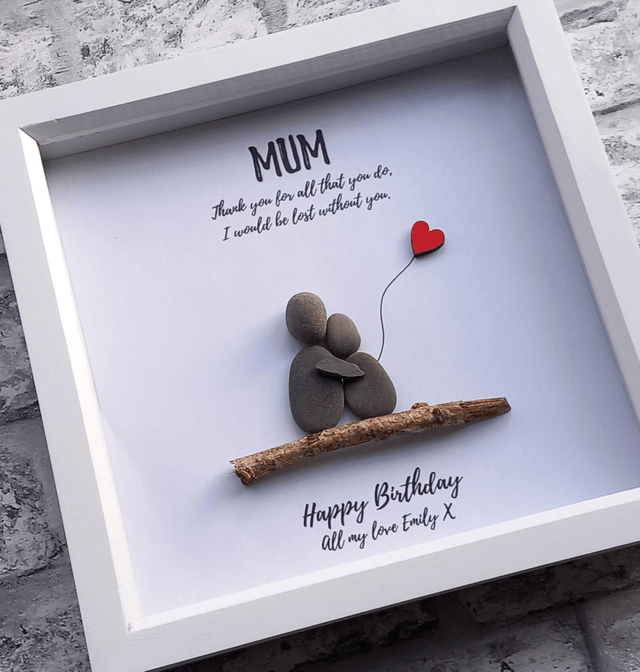 Personalised Pebble Picture for Mum, Mummy, or Nan - Ideal Mother's Day, Birthday, or Christmas Gift - Thanks for all that you do 