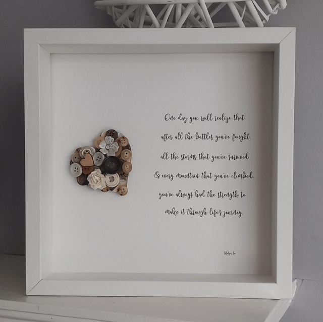 Handmade Motivational Gift with Button Heart – Unique Inspirational Present for Friends